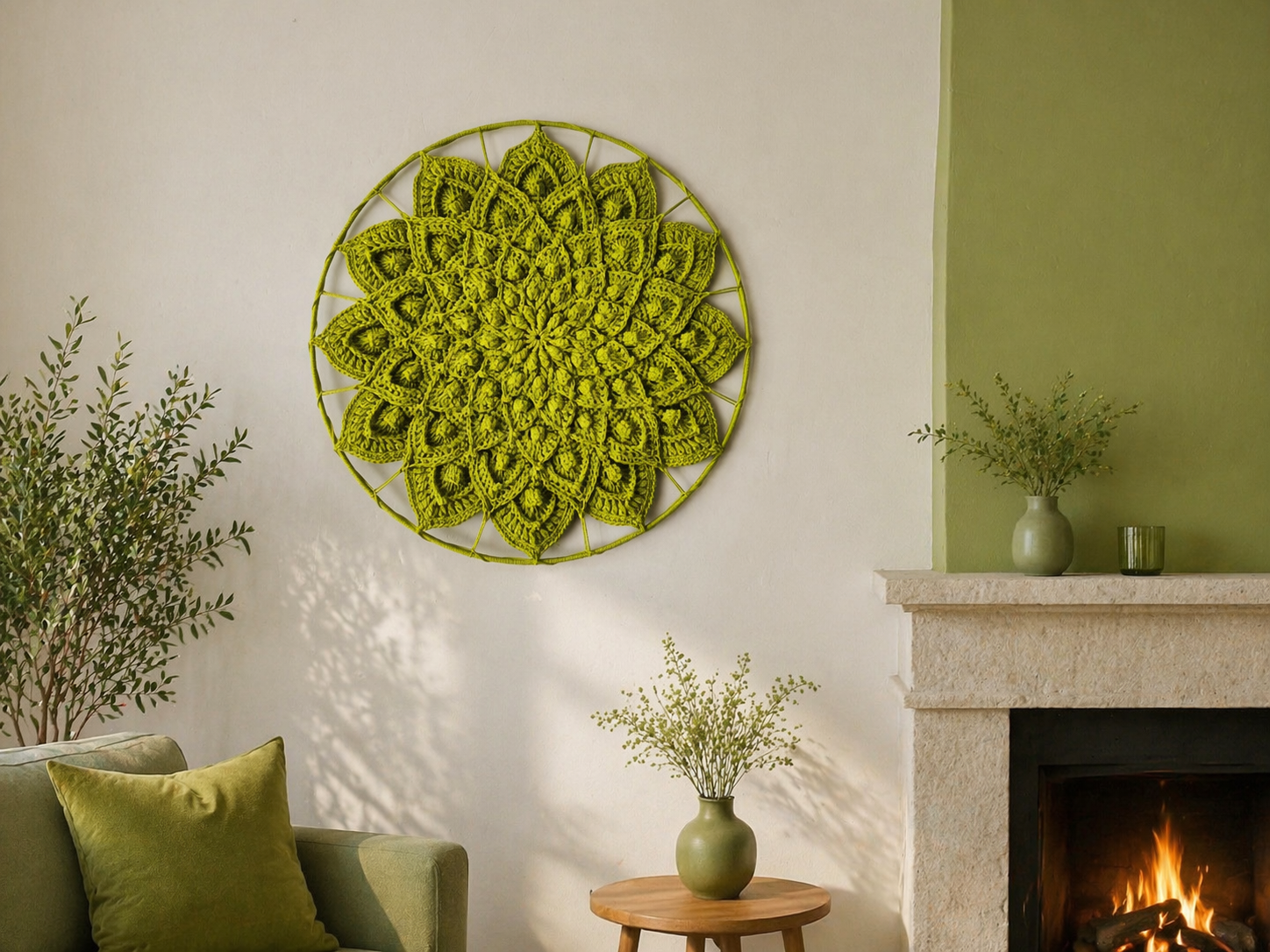 Obuolio žalios spalvos mandala kilimas „Lotas" - Image 6