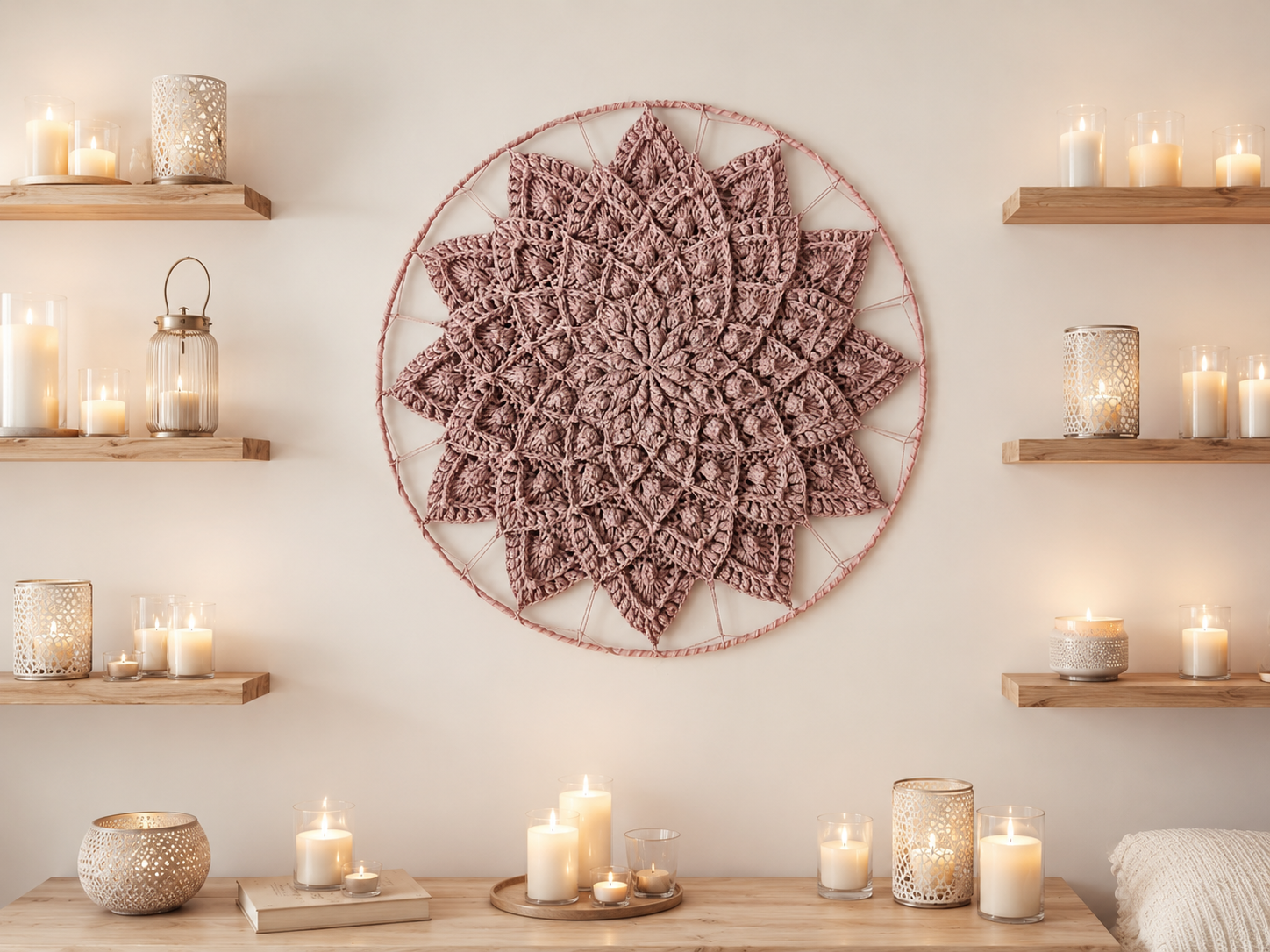 Pastelinės rožinės spalvos mandala kilimas „Lotas" - Image 5
