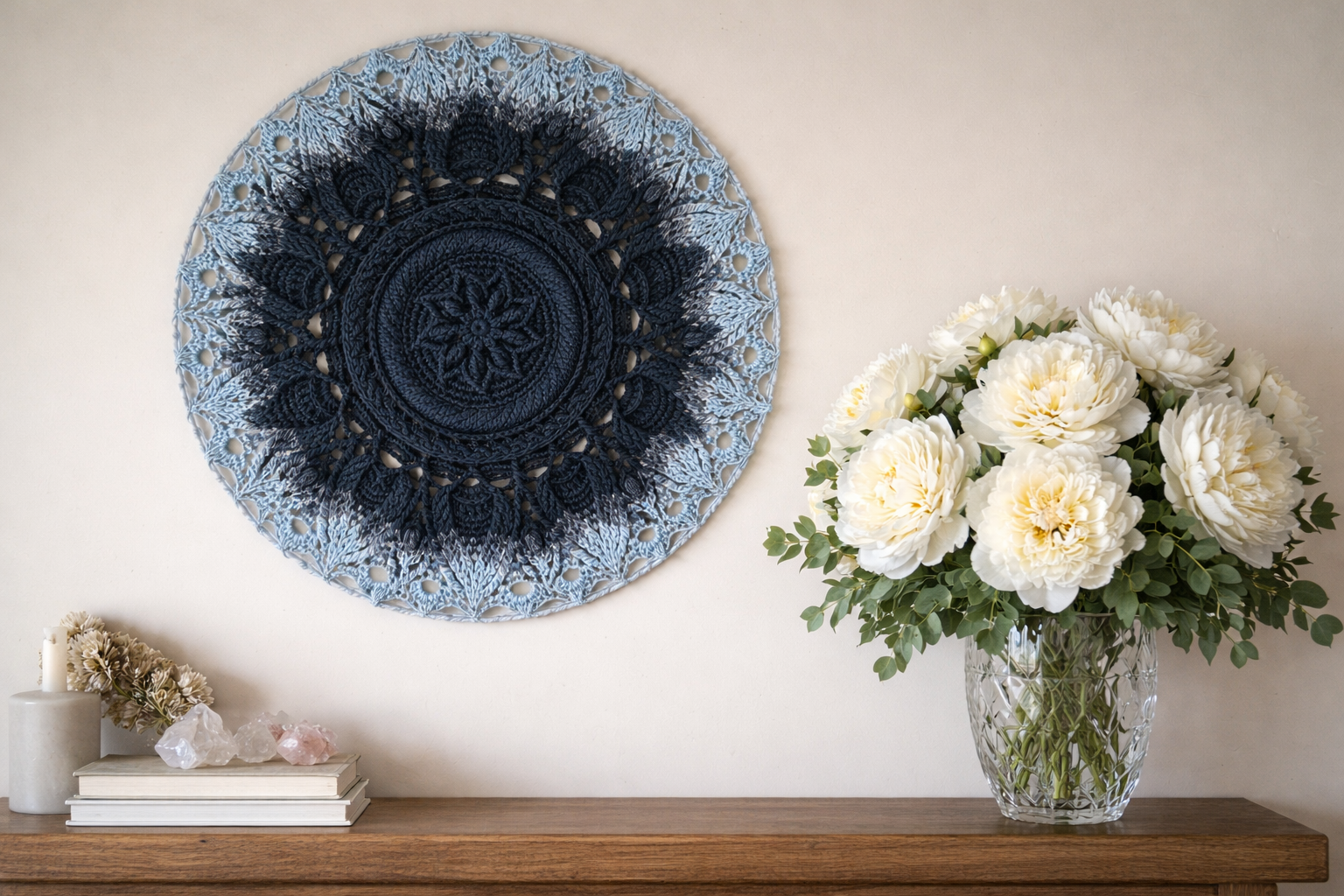 Mėlynos spalvos šviesėjantis ombre mandala kilimas „Ulita" - Image 4