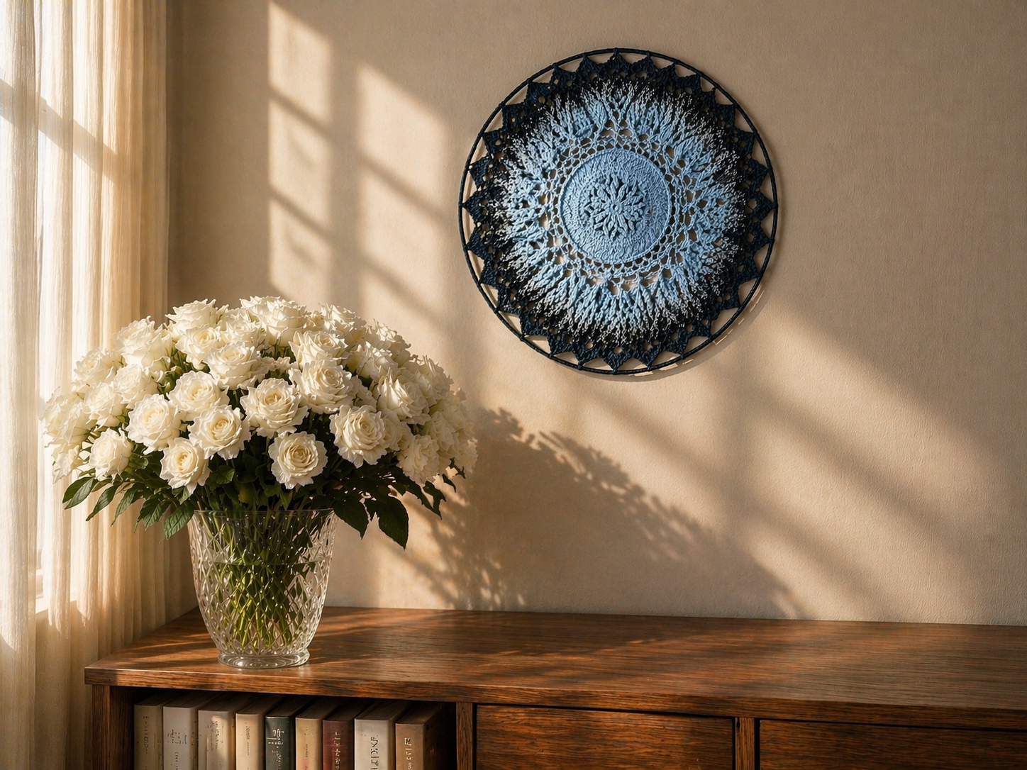 Mėlynos spalvos tamsėjantis ombre mandala kilimas „Ulita" - Image 4