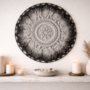 Pilkos spalvos tamsėjantis ombre mandala kilimas „Ulita"