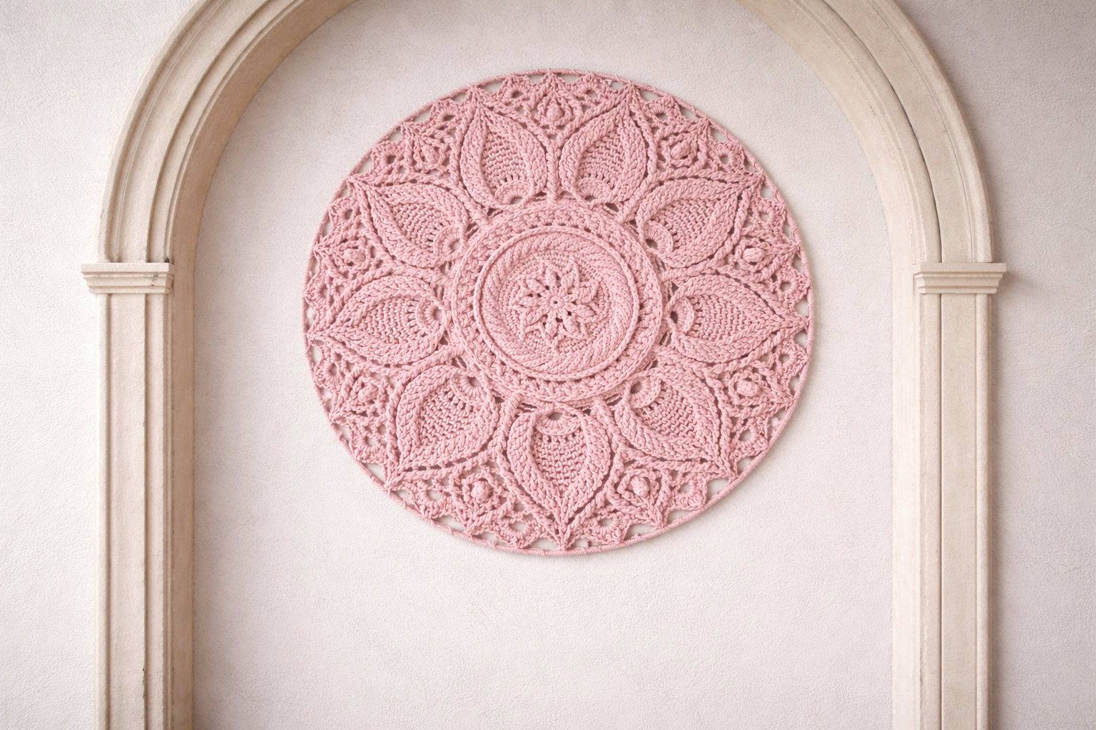 Šviesiai rožinės spalvos mandala kilimas „Ulita" - Image 2