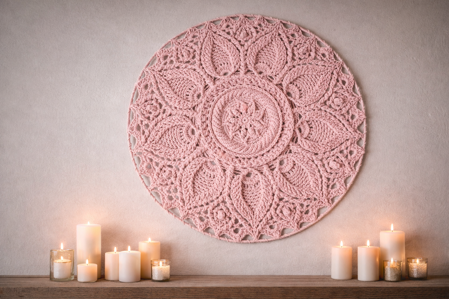 Šviesiai rožinės spalvos mandala kilimas „Ulita" - Image 3