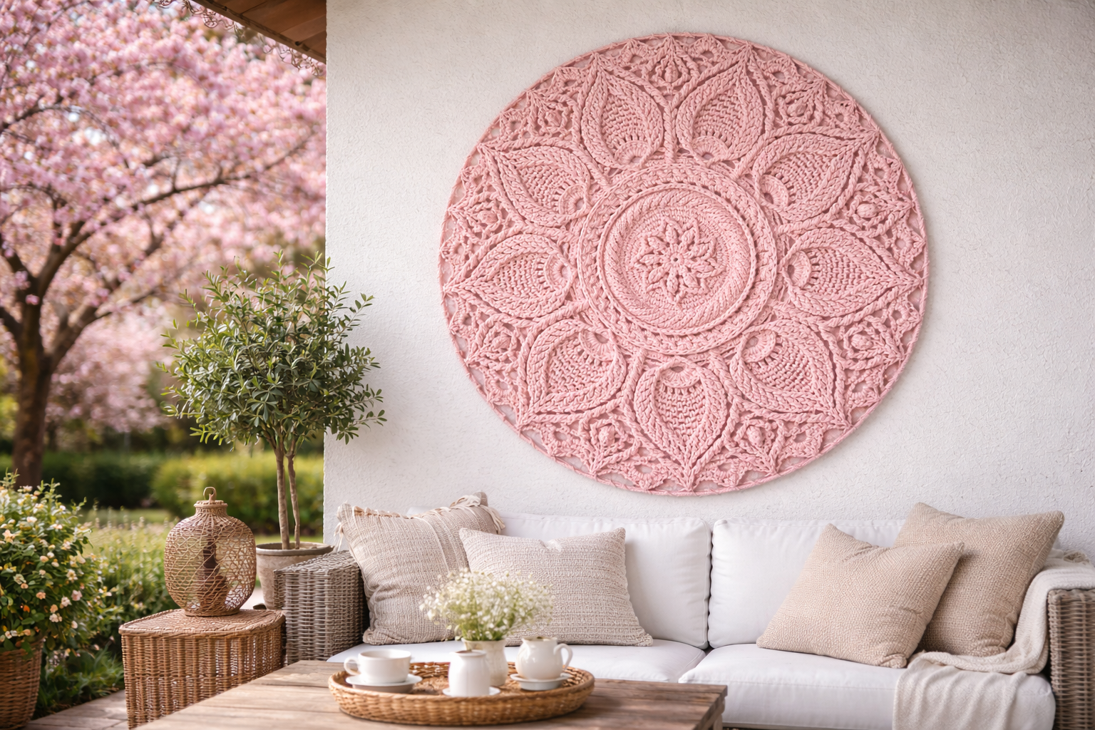 Šviesiai rožinės spalvos mandala kilimas „Ulita" - Image 5