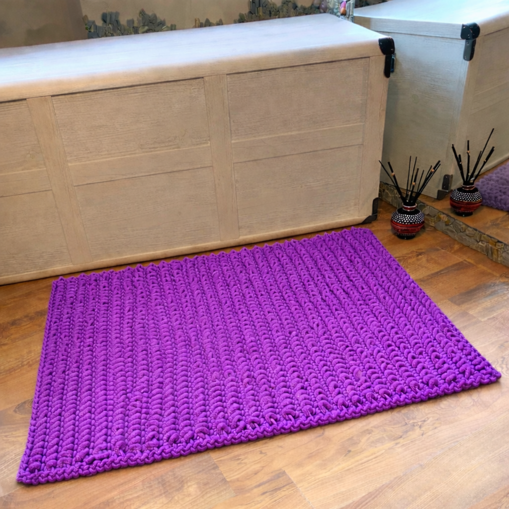 Rankų darbo kilimas „Kilpinukas“ – Purpurinės violetinės spalvos - Image 5