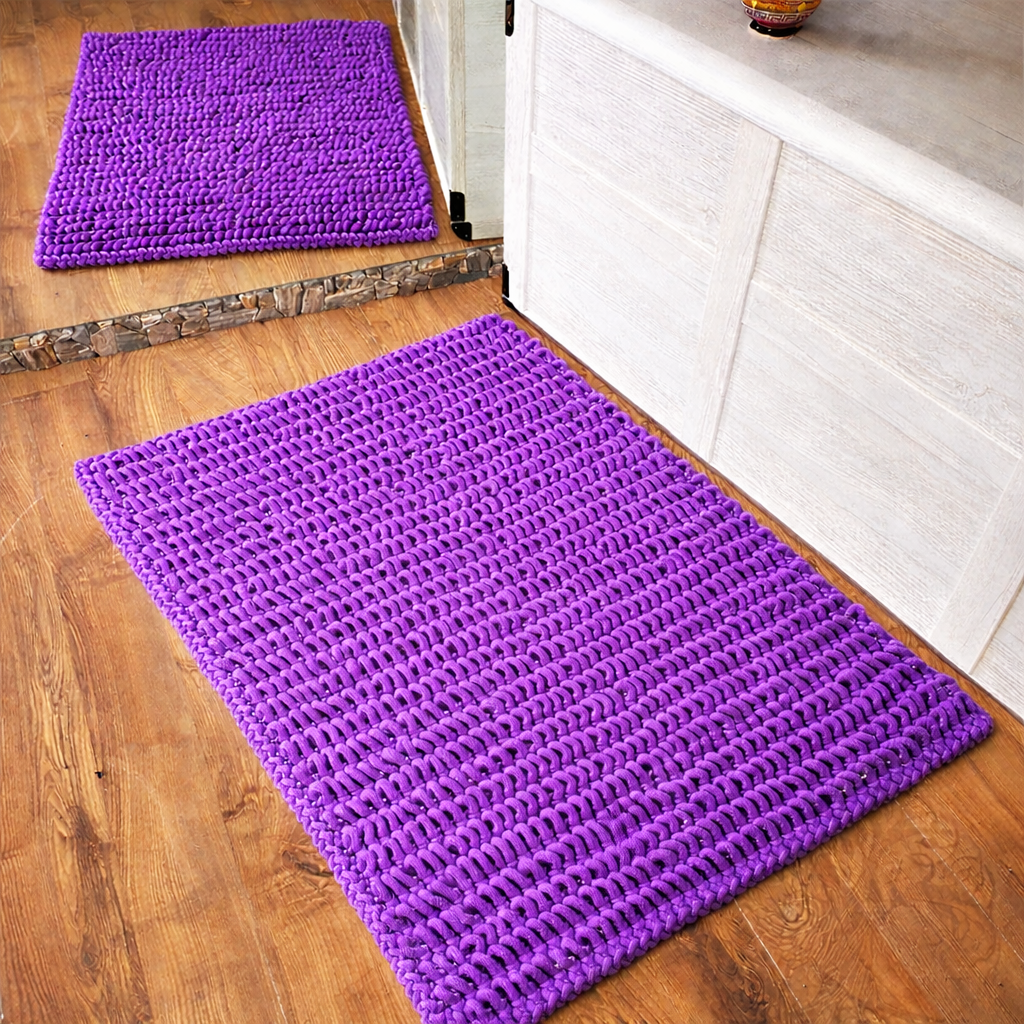 Rankų darbo kilimas „Kilpinukas“ – Purpurinės violetinės spalvos - Image 6