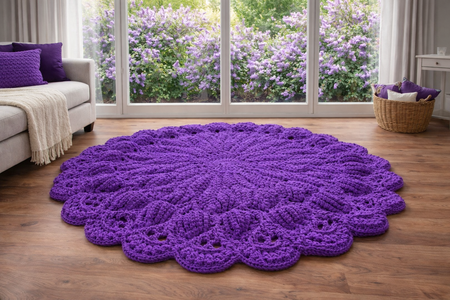 Rankų darbo kilimas „Laura“ – Purpurinės violetinės spalvos - Image 2
