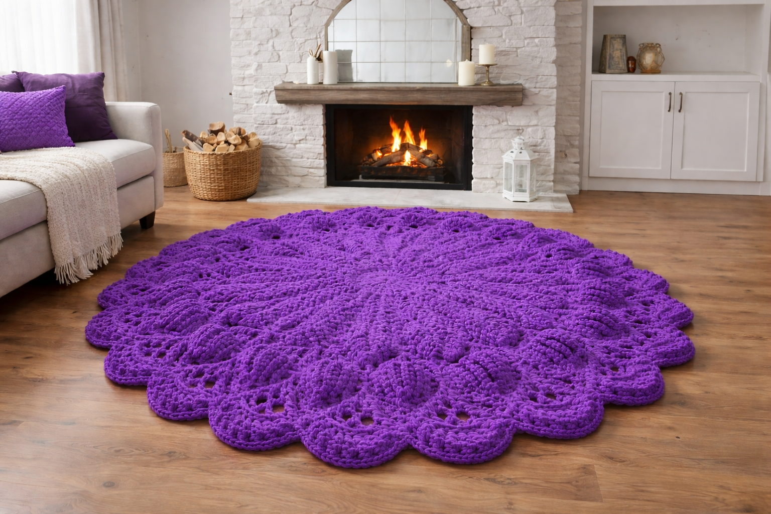 Rankų darbo kilimas „Laura“ – Purpurinės violetinės spalvos - Image 3