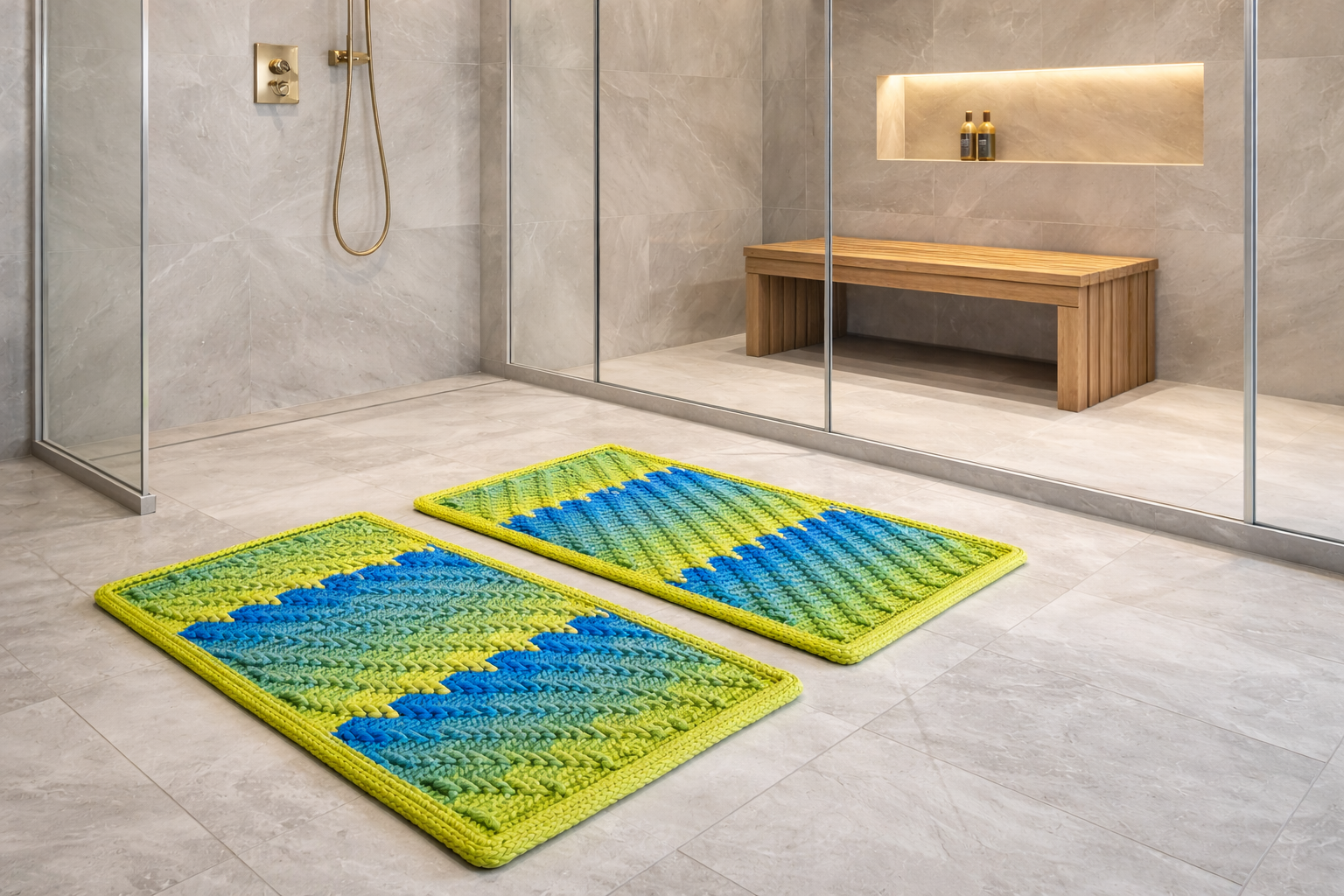 Melsvos - obuolio žalios spalvos ombre kilimas „Montero" - Image 5