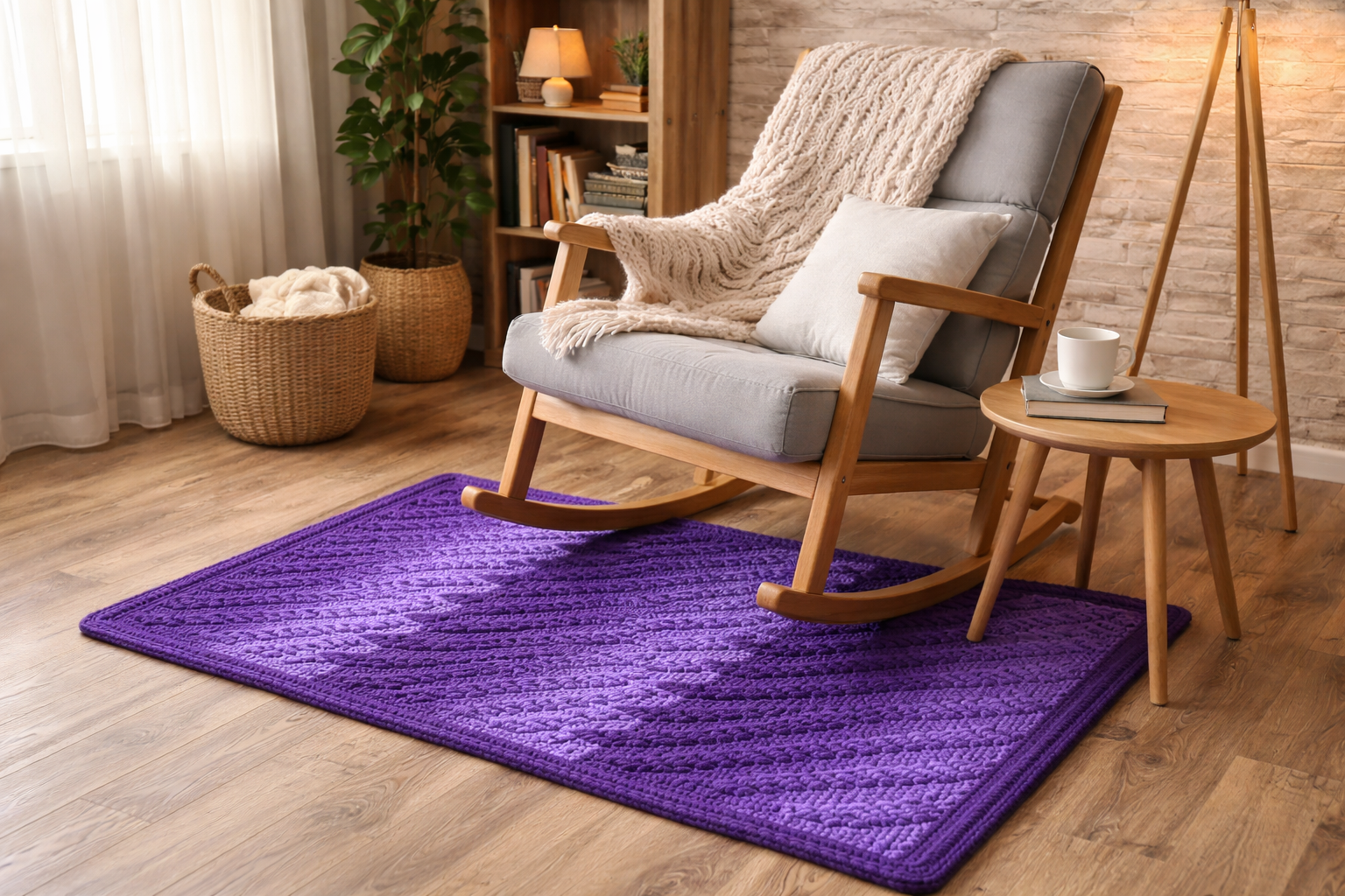 Violetinės spalvos tamsesnis ombre kilimas „Montero" - Image 6