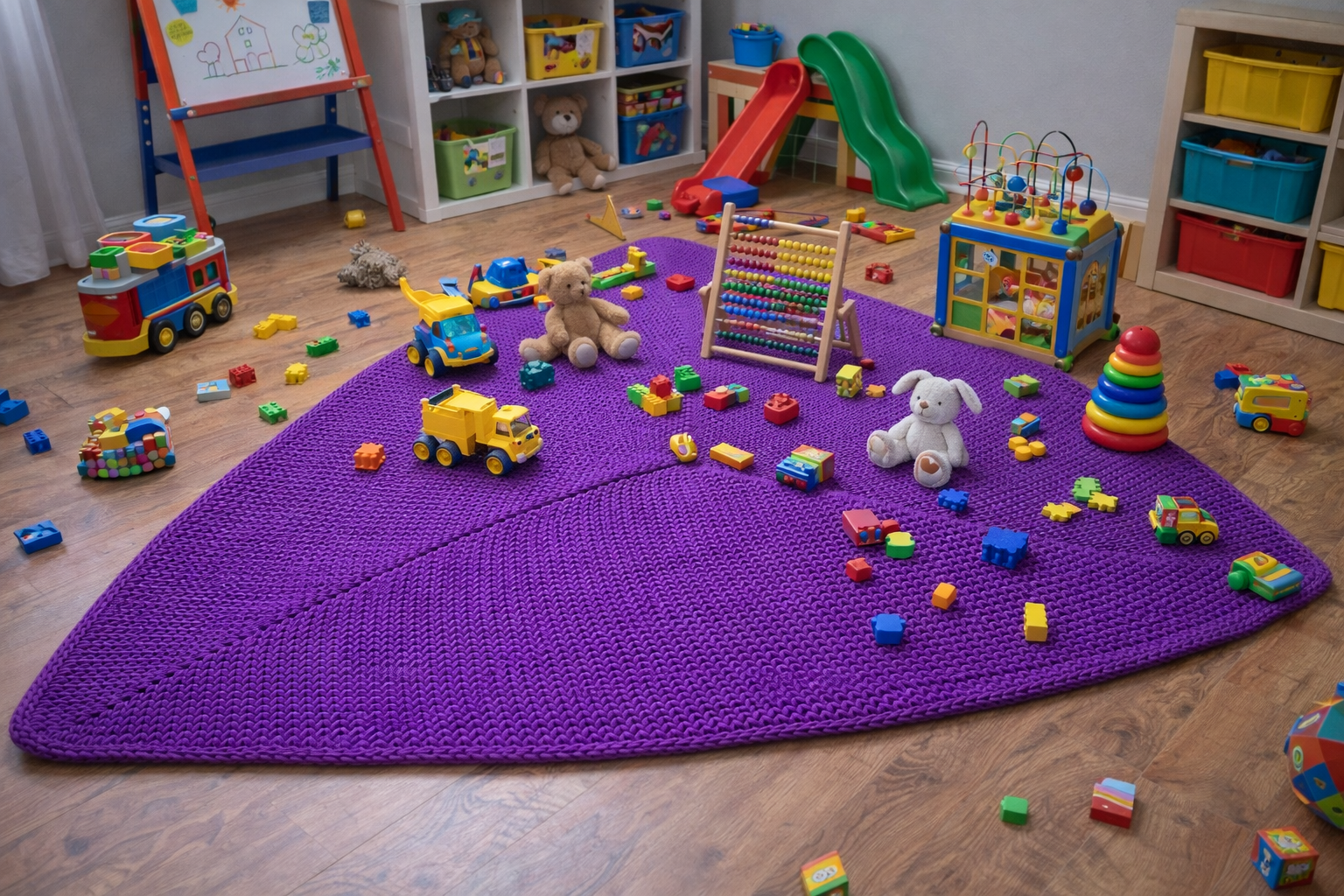 Rankų darbo trikampis kilimas „Trikampis“ – Purpurinės violetinės spalvos - Image 2